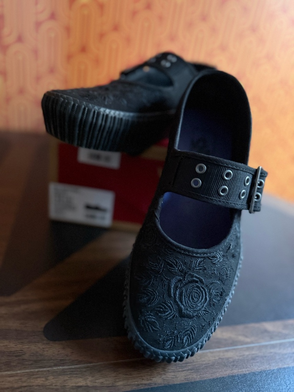 VANS Black Mary Jane Creeper Platform (Halloween) Spooky Flowers Black M 5.5 W 7 - Picture 2 of 6